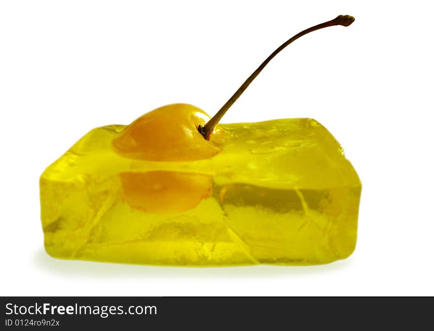 Yellow cherrry frosen in jelly. Yellow cherrry frosen in jelly