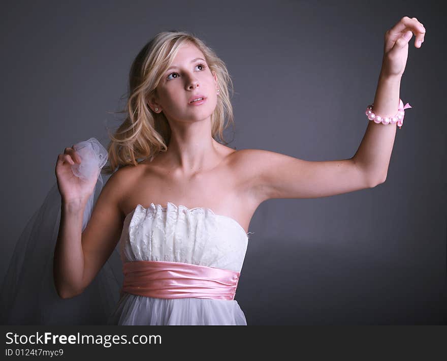 Portrait of beautiful Blond Woman with flowing Hair