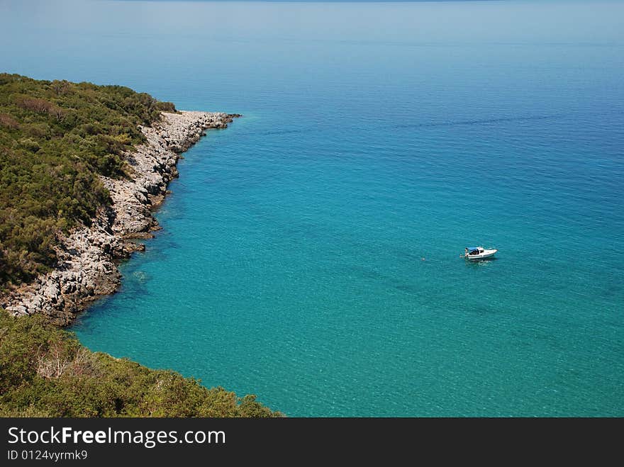 Blue Bay And Boat