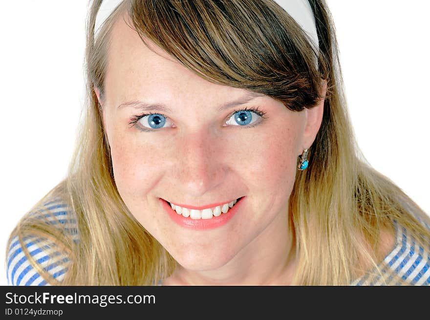 Portrait Of Beautiful Smiling Blue-eyed Girl