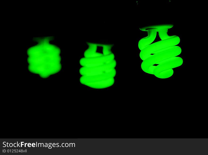 Green energy fluorescent light glowing. Green energy fluorescent light glowing