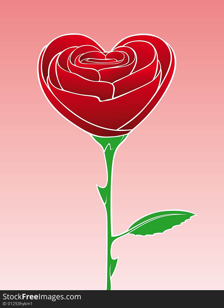 Red rose in heart shape. Red rose in heart shape