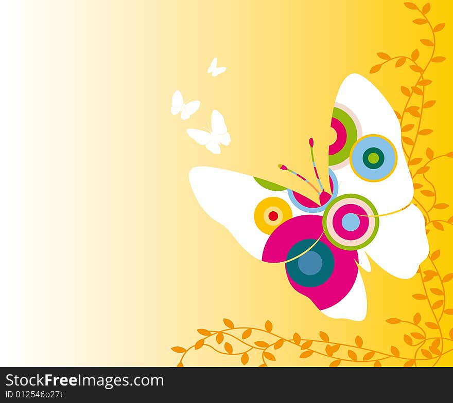 Background design with plants and butterflies. Background design with plants and butterflies