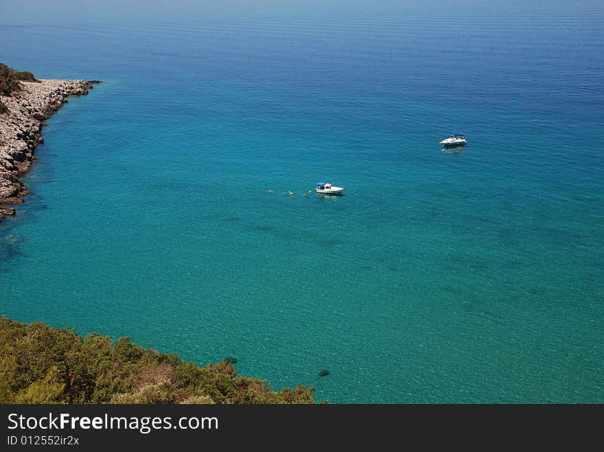 Blue Bay And Boat