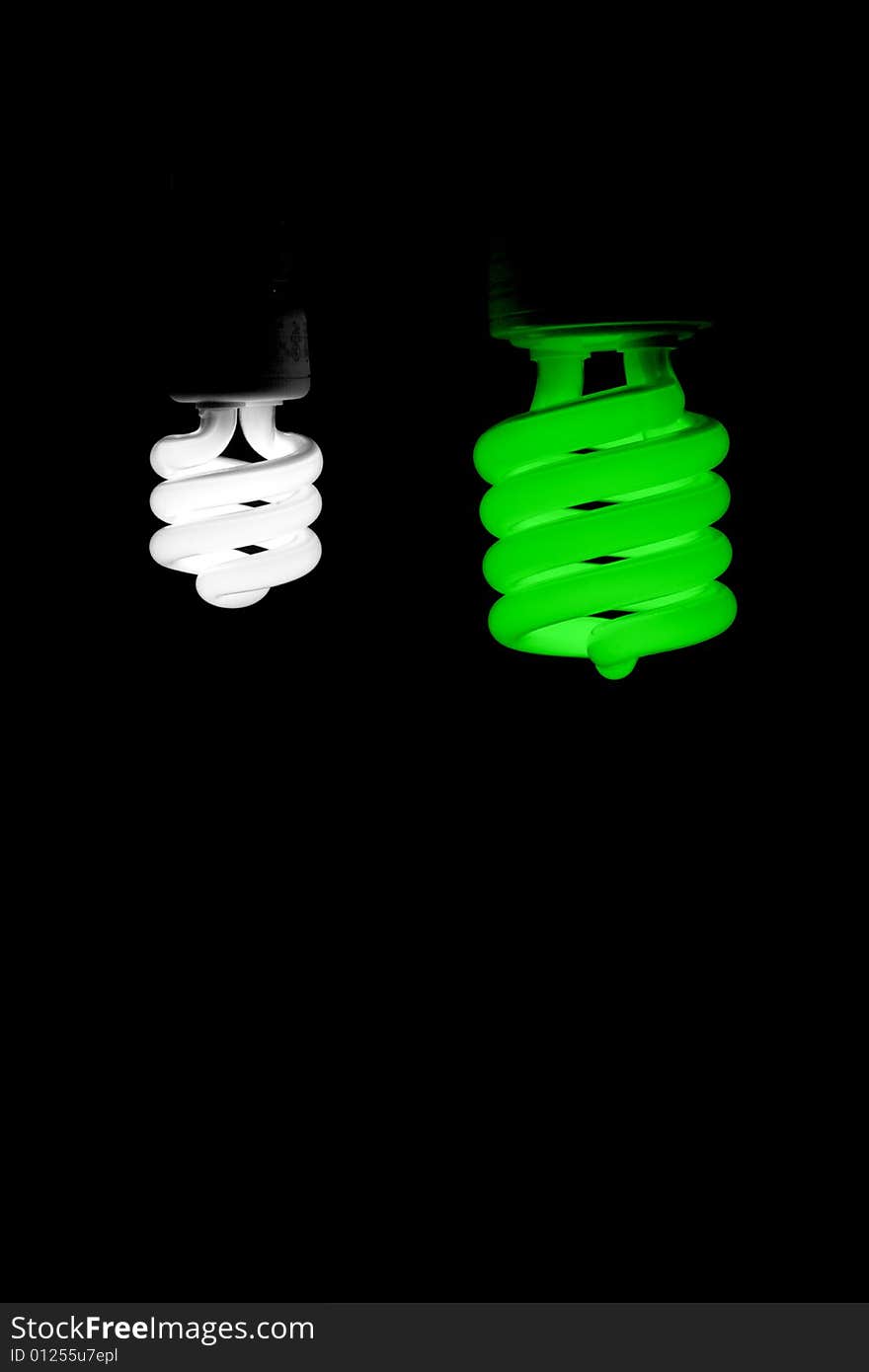 Green energy fluorescent light glowing. Green energy fluorescent light glowing