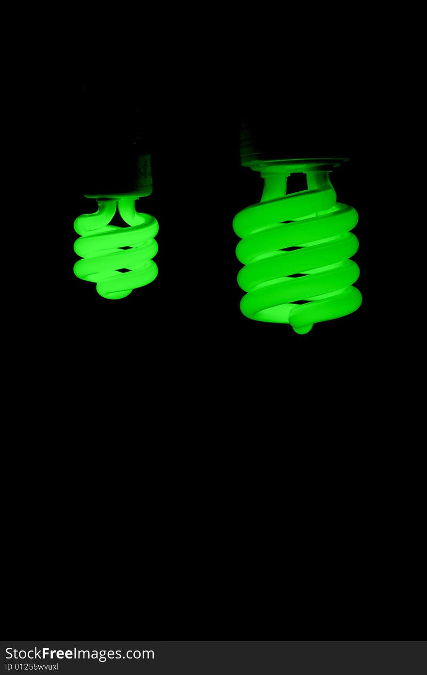 Green energy fluorescent light glowing. Green energy fluorescent light glowing