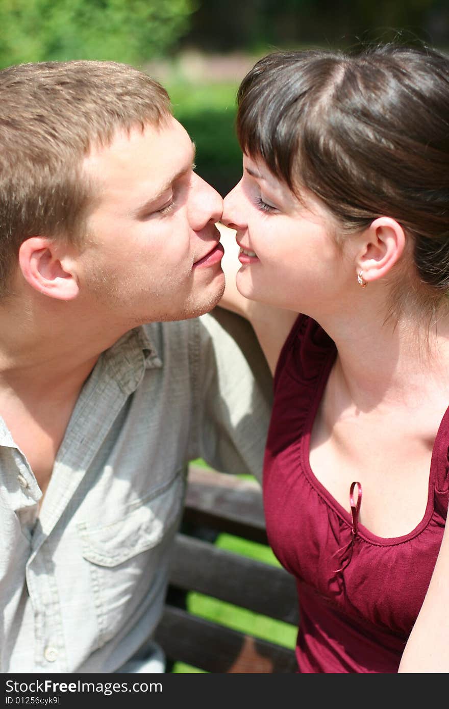 Happy young loving couple outdoors. Happy young loving couple outdoors