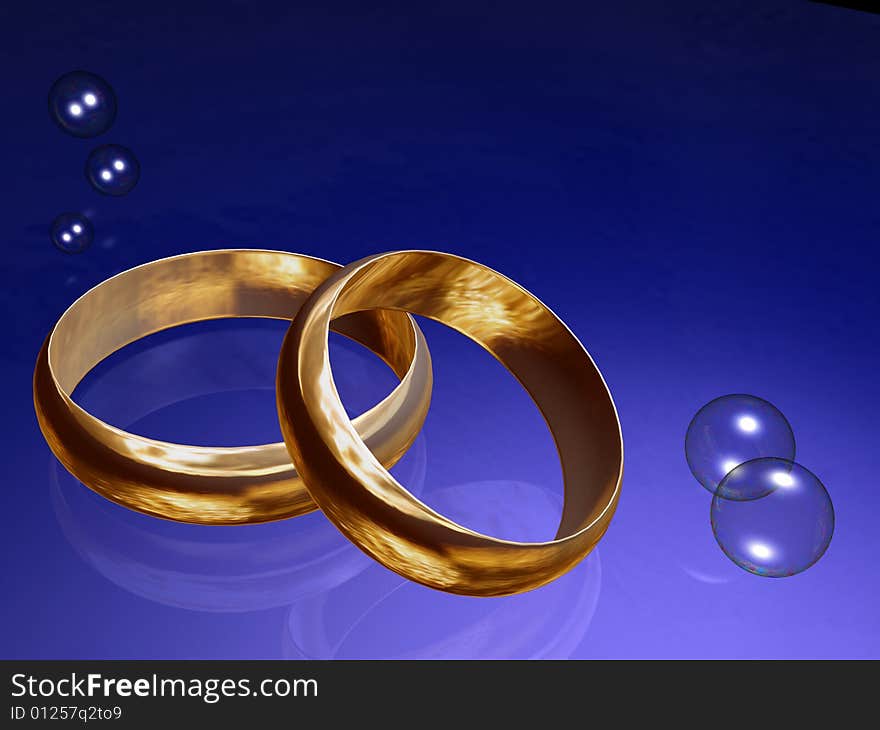 Two shning golden wedding rings. Two shning golden wedding rings