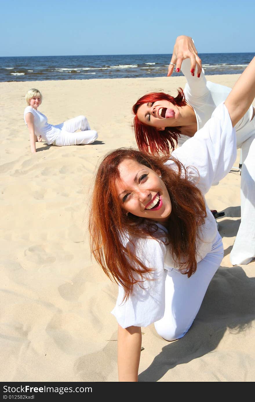 Happy friends having fun on the beach. Happy friends having fun on the beach