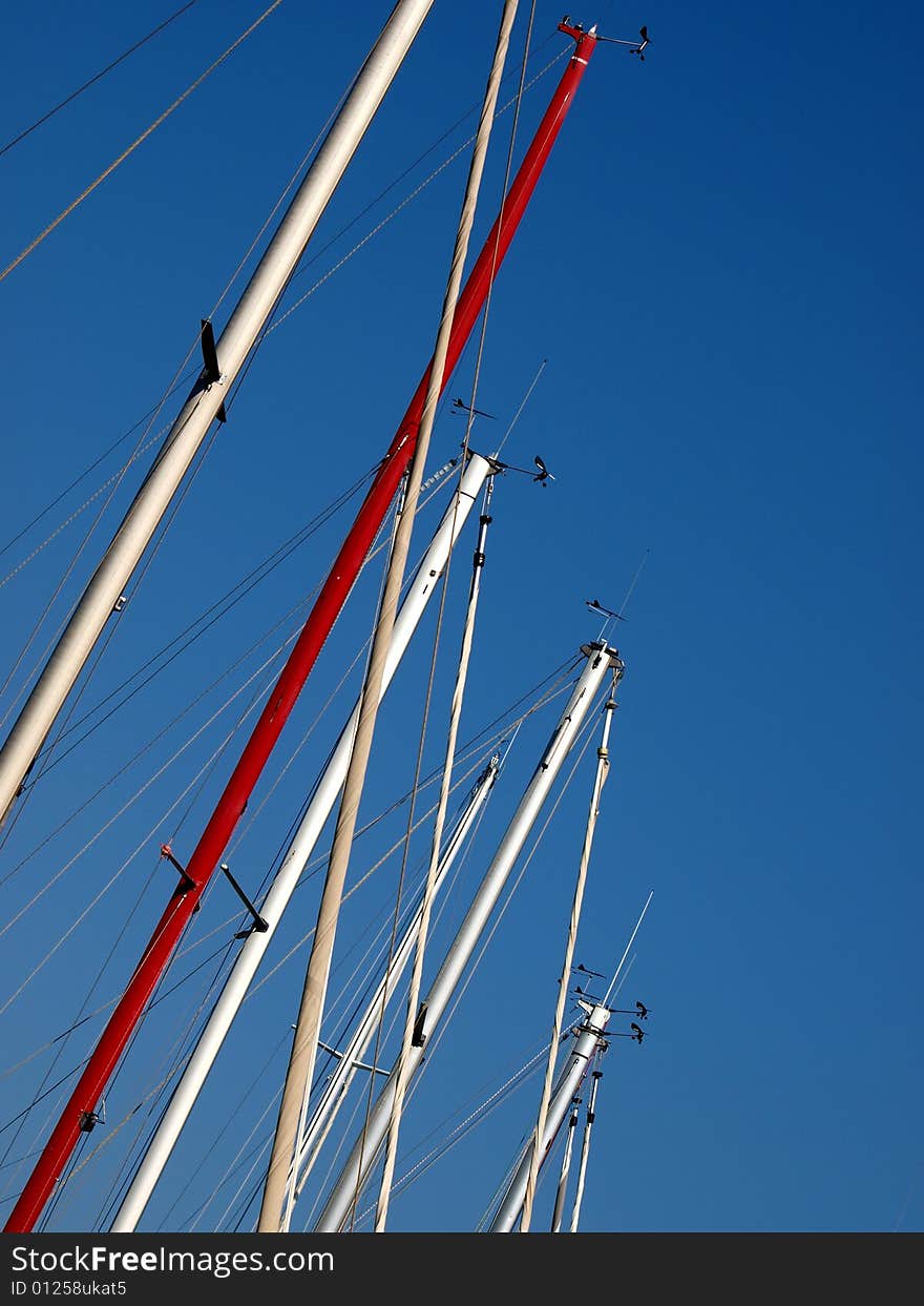 An original shot f some masts of sailing boats