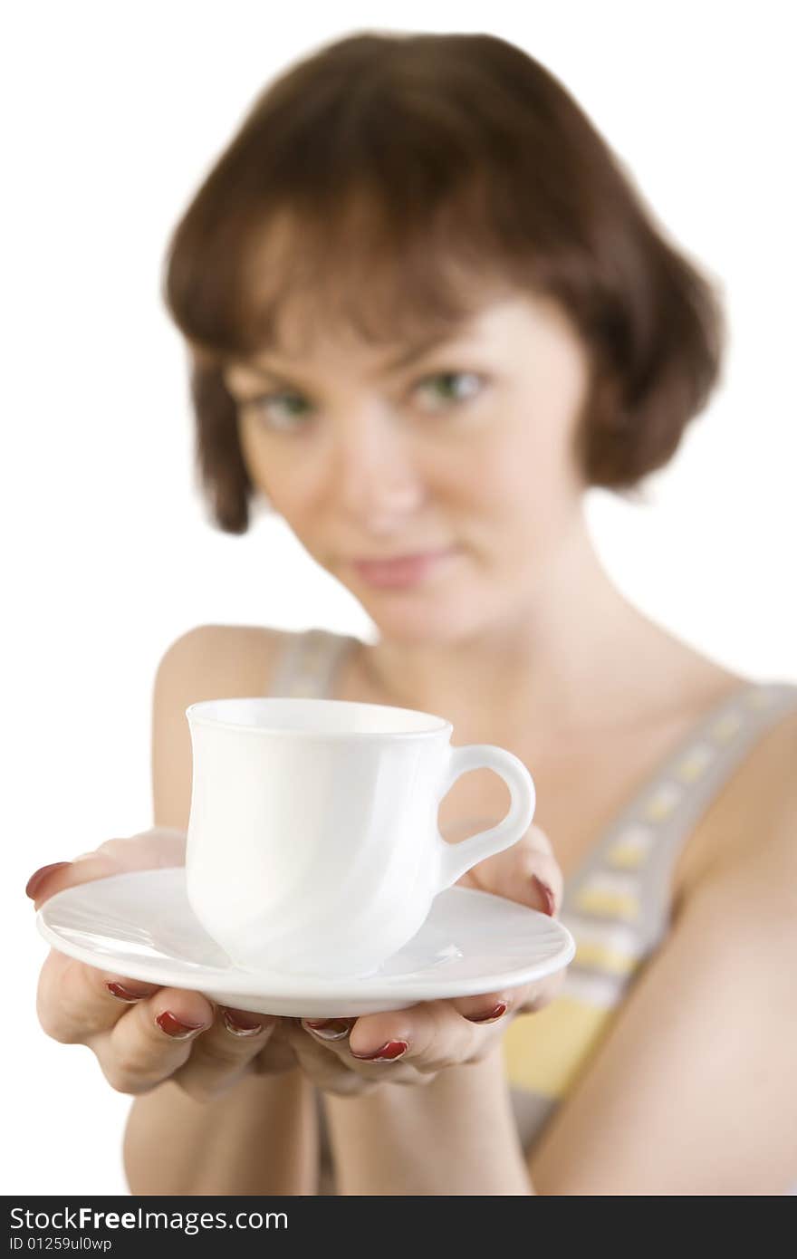 A photo of beautiful woman with morning cup of coffee. A photo of beautiful woman with morning cup of coffee