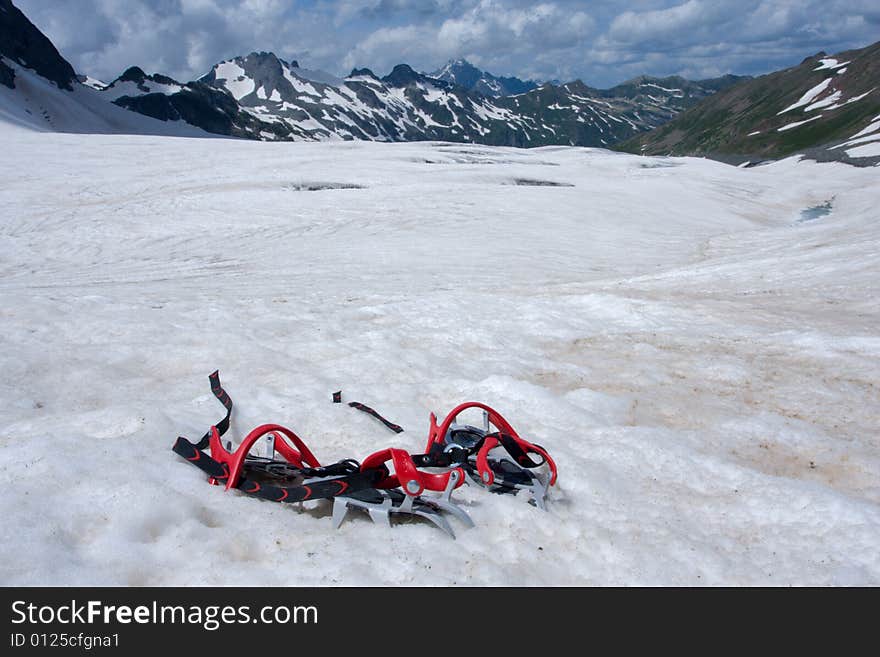 Crampon on snow