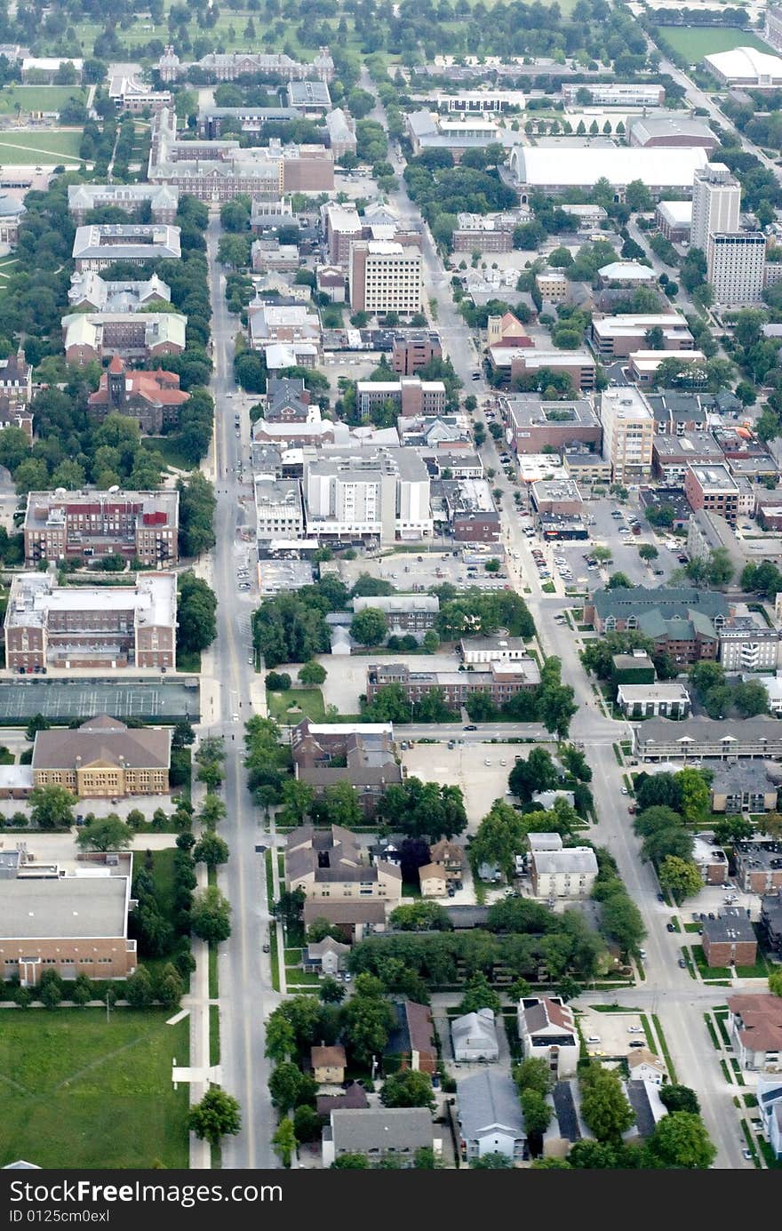 A town square shot from above. A town square shot from above.