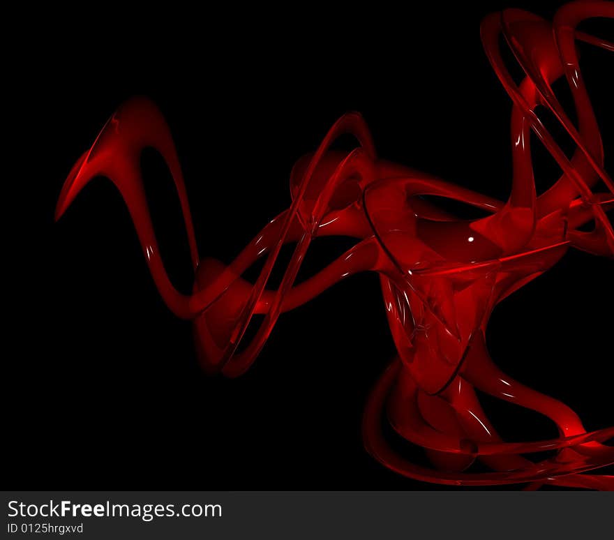 3d abstract shape made of reflective red material. 3d abstract shape made of reflective red material