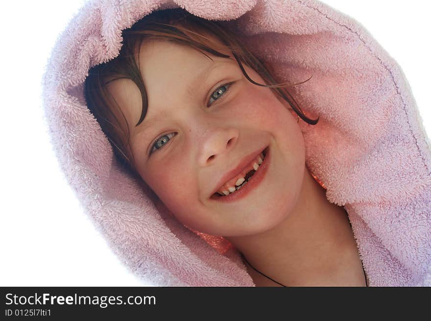 Smiling girl without milk-tooth