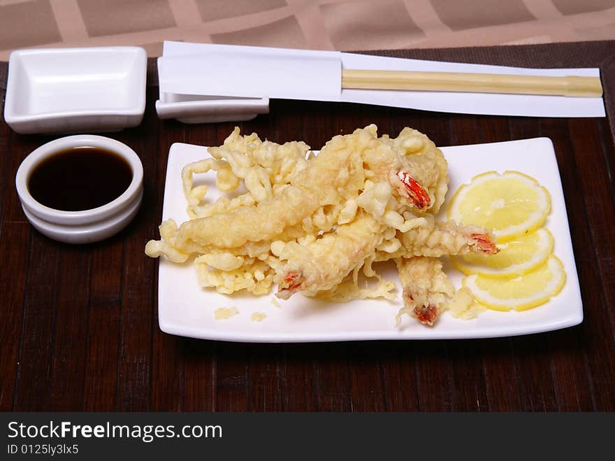 Prawns Tempura prepared in test. Prawns Tempura prepared in test.