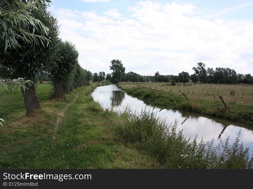 Footpath along a rippling brook