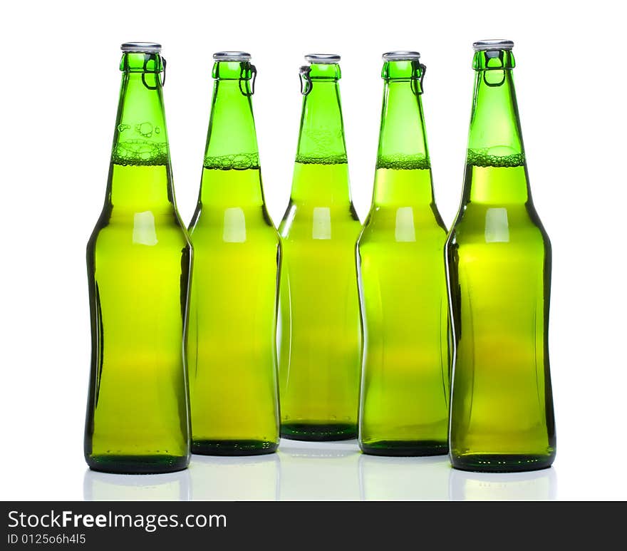 Beer in a bottle on a white background