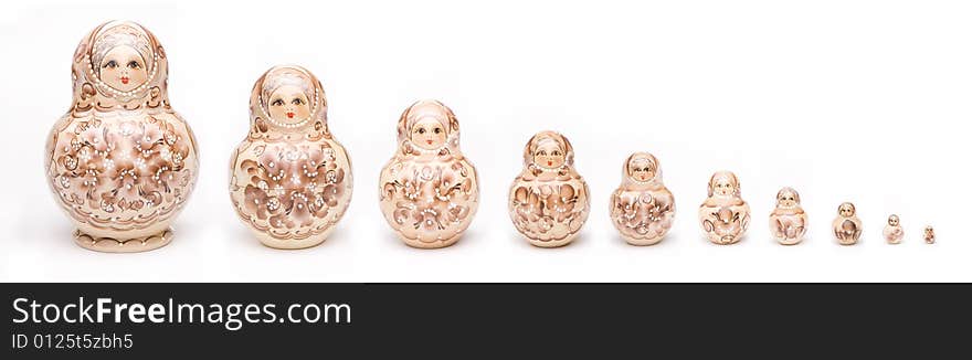 Colorful russian nesting dolls isolated on a white background