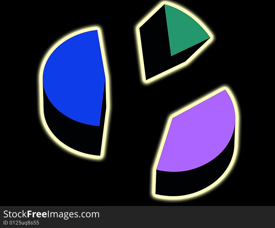 An illustration of a blown up pie chart. An illustration of a blown up pie chart.