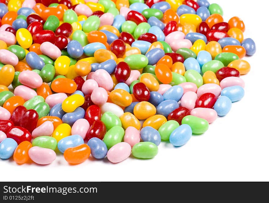 Colorful Jelly Beans Candy on a White Background. Colorful Jelly Beans Candy on a White Background