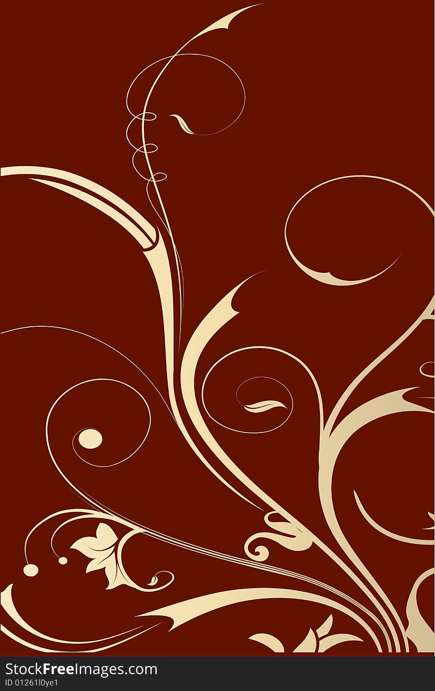 A yellow floral design in a brown background