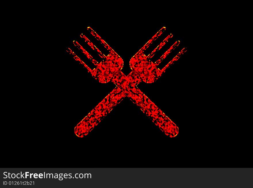 Red crossed fire forks pictograph. Red crossed fire forks pictograph