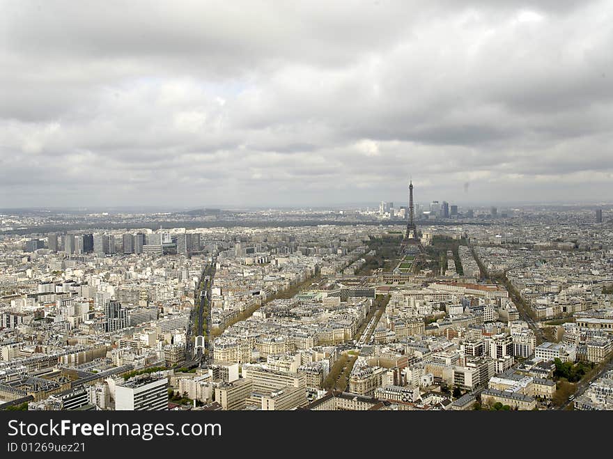 Overhead view of Paris rooftops