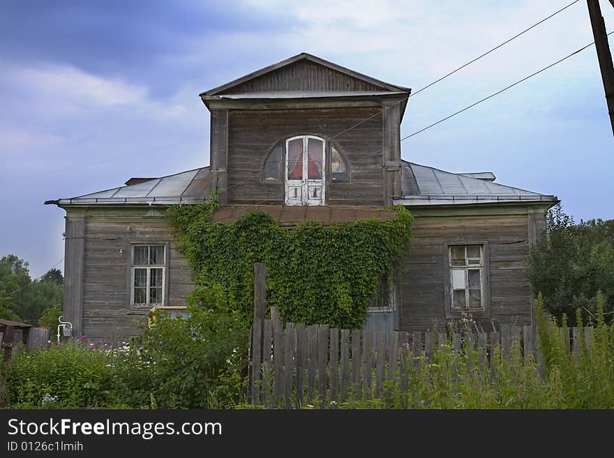 Old country house  braided with wild grape