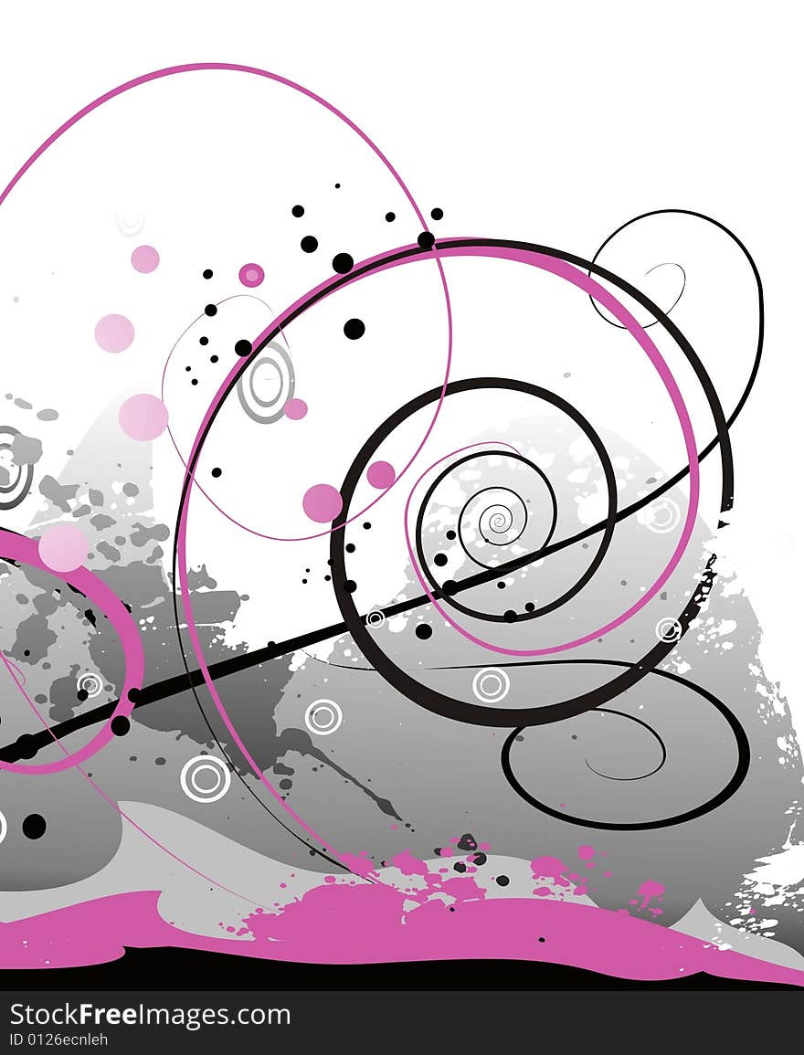 Curvy floral grunge background in grey and purple color. Curvy floral grunge background in grey and purple color