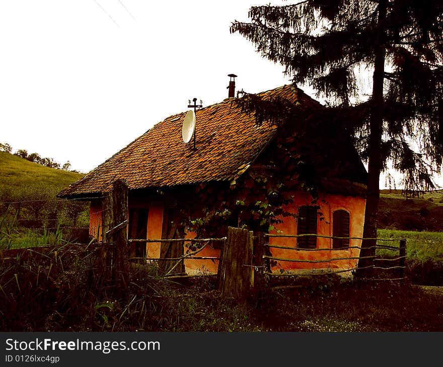 Old ruined, ugly orange house. Old ruined, ugly orange house.