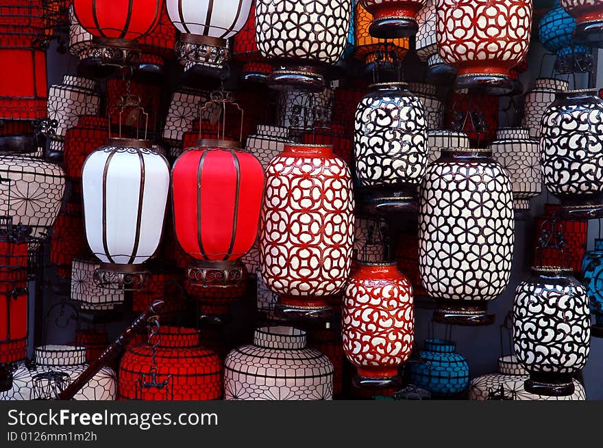 Close up of lanterns, lantern is harmonious and lucky in China.