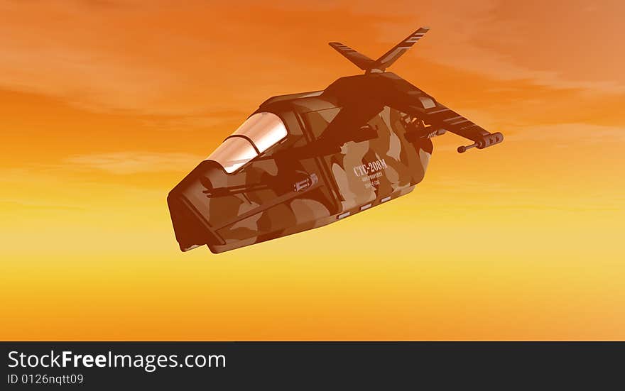 Gunship aircraft 3d cg render