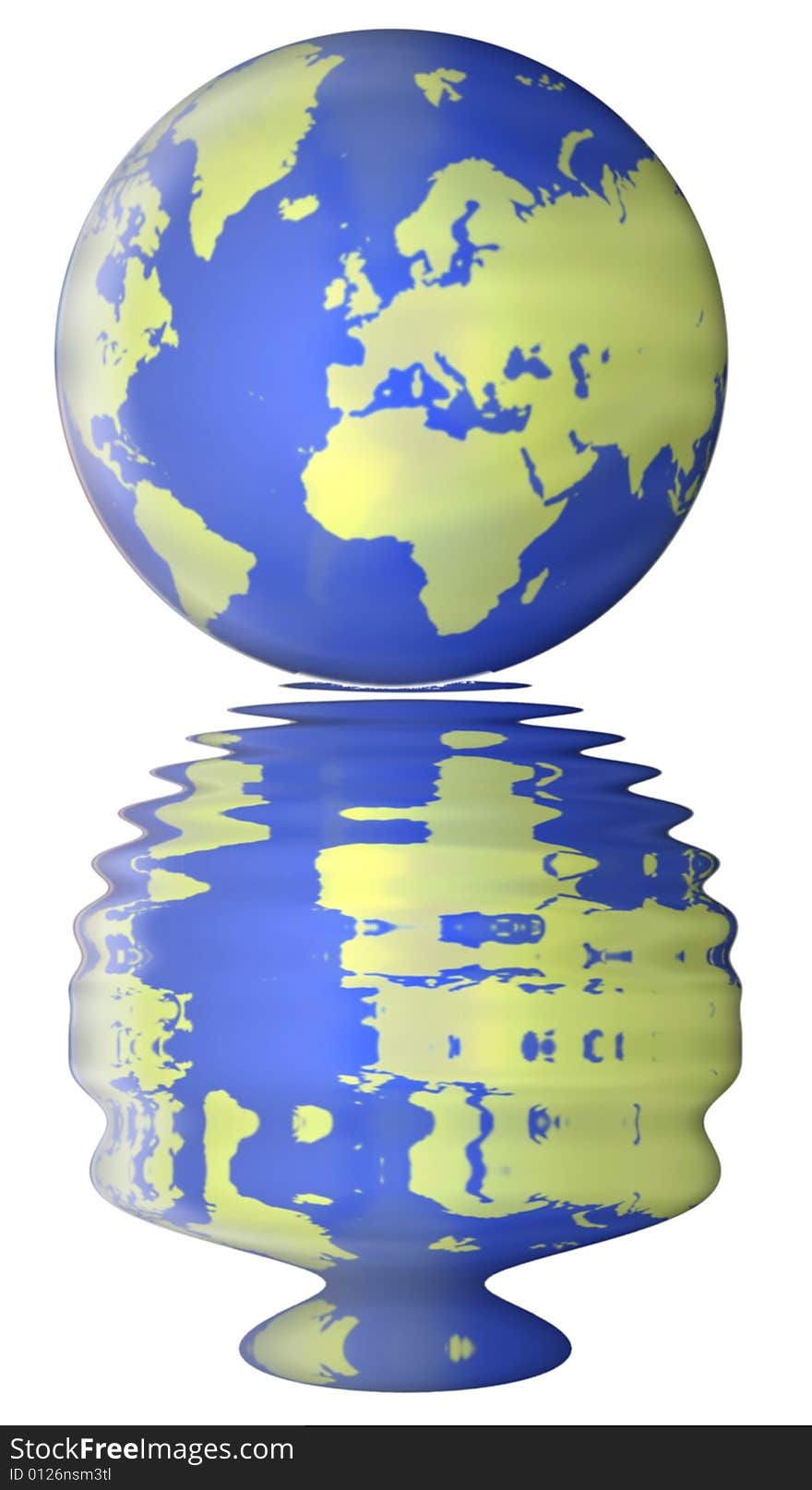 Worlds reflection image on white background