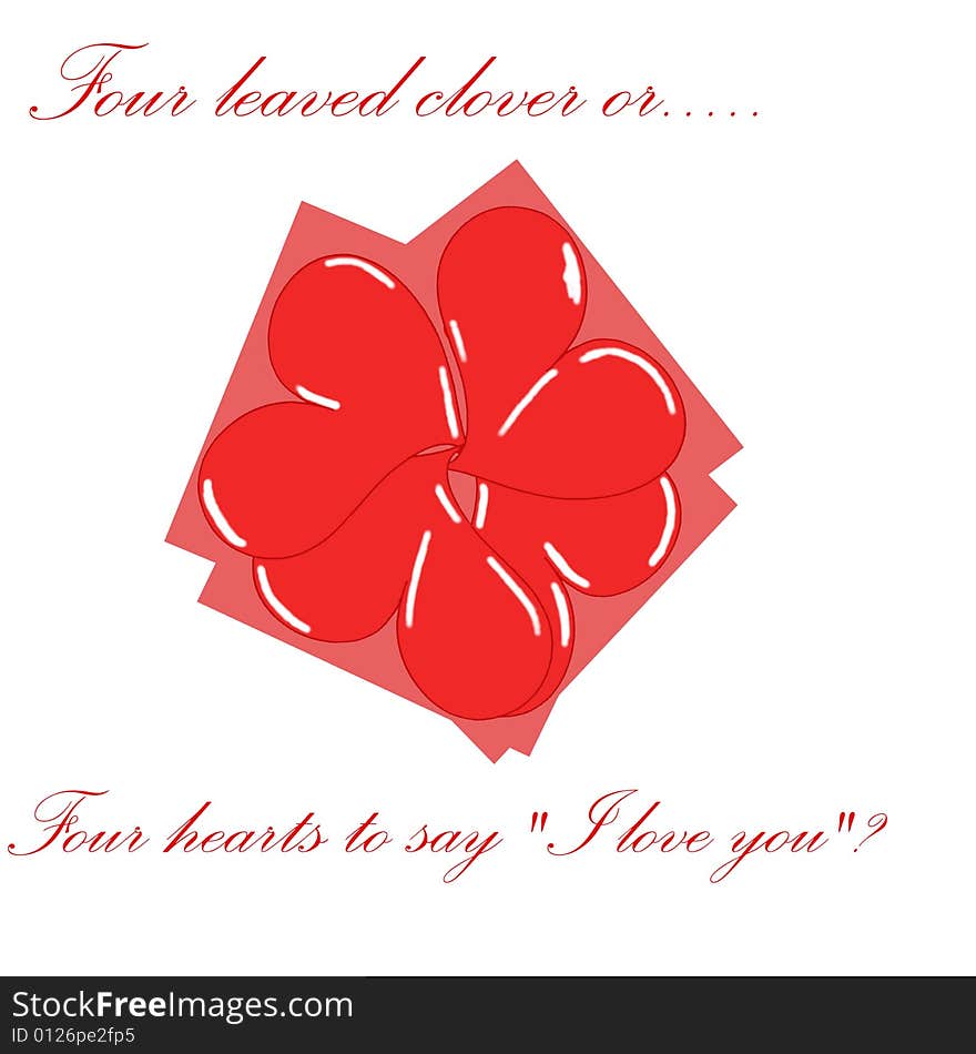 Is this a red four-leaved clover or four hearts to say I love you? A sweet image to wish someone love and fortune. Is this a red four-leaved clover or four hearts to say I love you? A sweet image to wish someone love and fortune