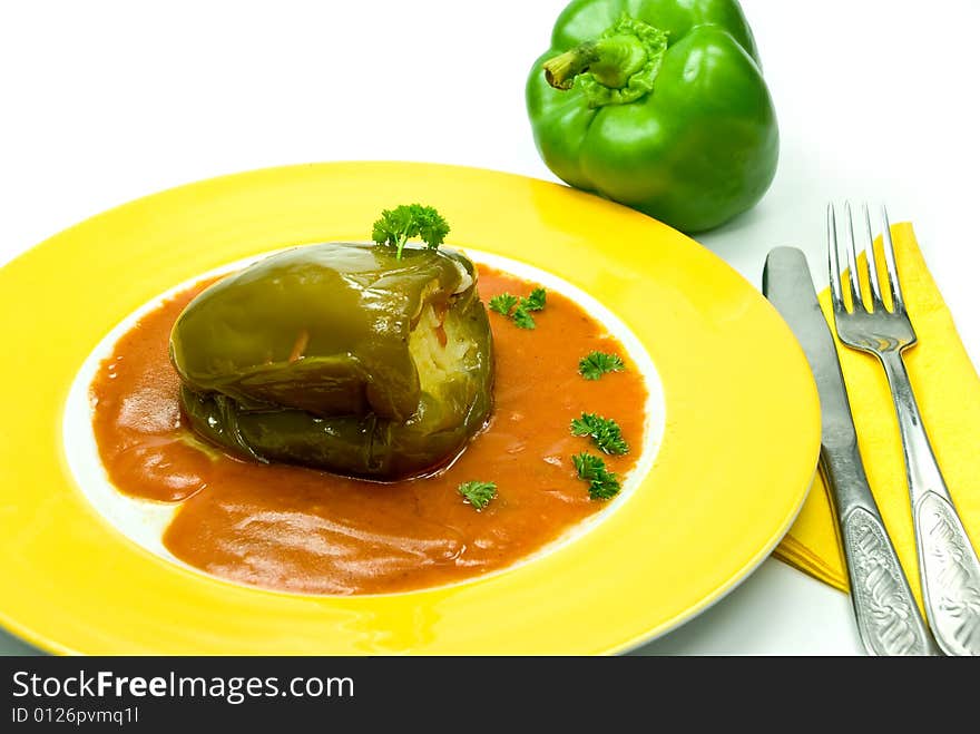 Stuffed Pepper With Tomato Sauce