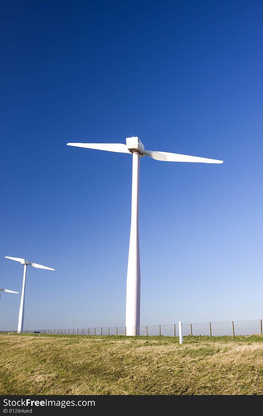 Two Bladed Windmill Farm in the Netherlands