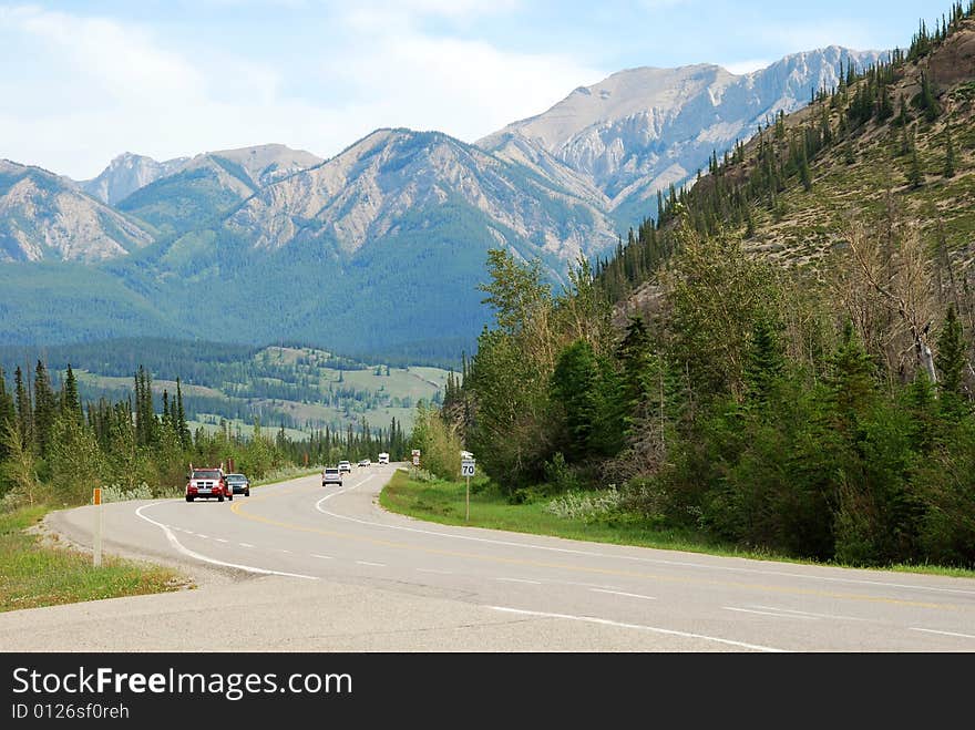 Road near the gate of Jasper National Park. Road near the gate of Jasper National Park