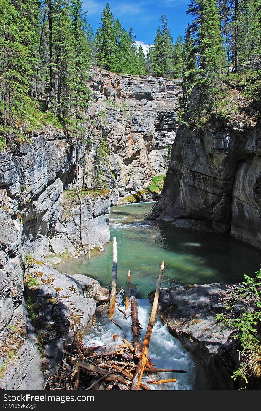 Steep rocks in Magline Canyon Jasper National Park Alberta Canada