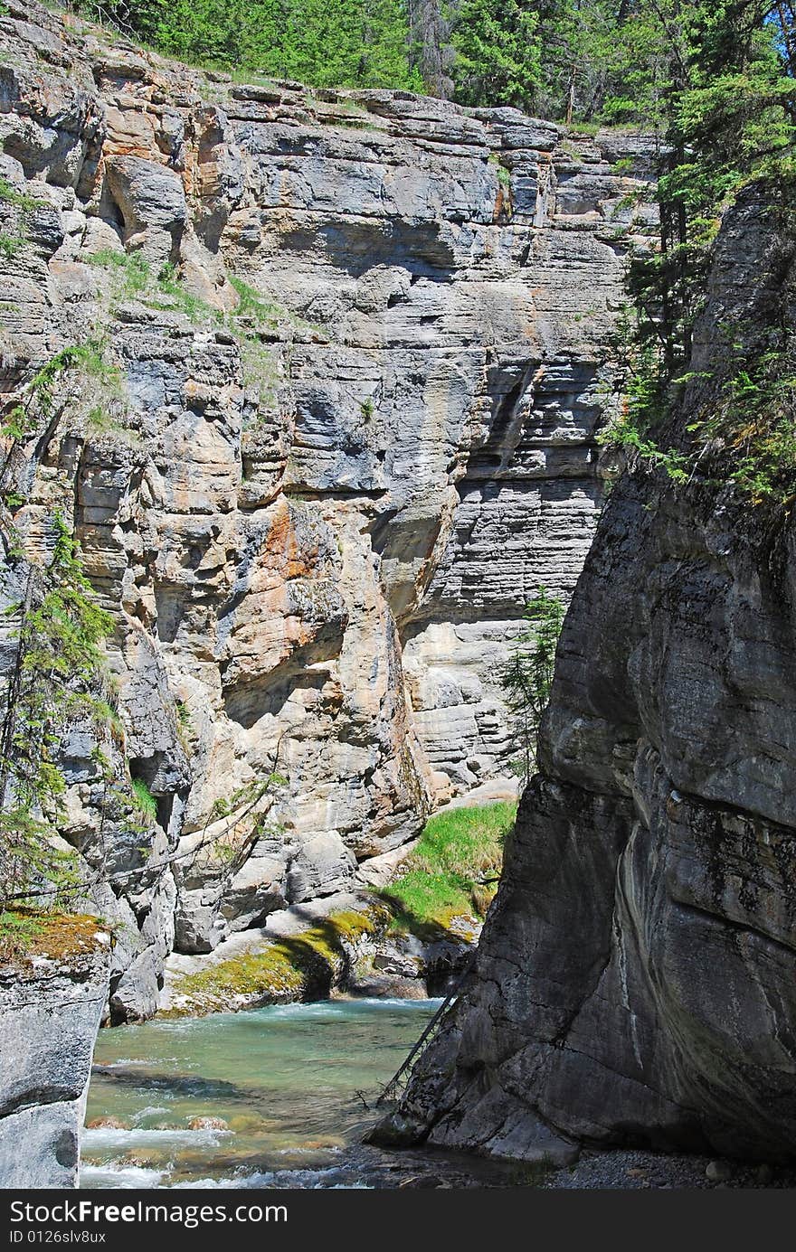 Steep rocks in Magline Canyon Jasper National Park Alberta Canada