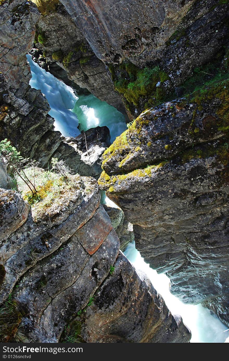 Steep rocks in Magline Canyon Jasper National Park Alberta Canada