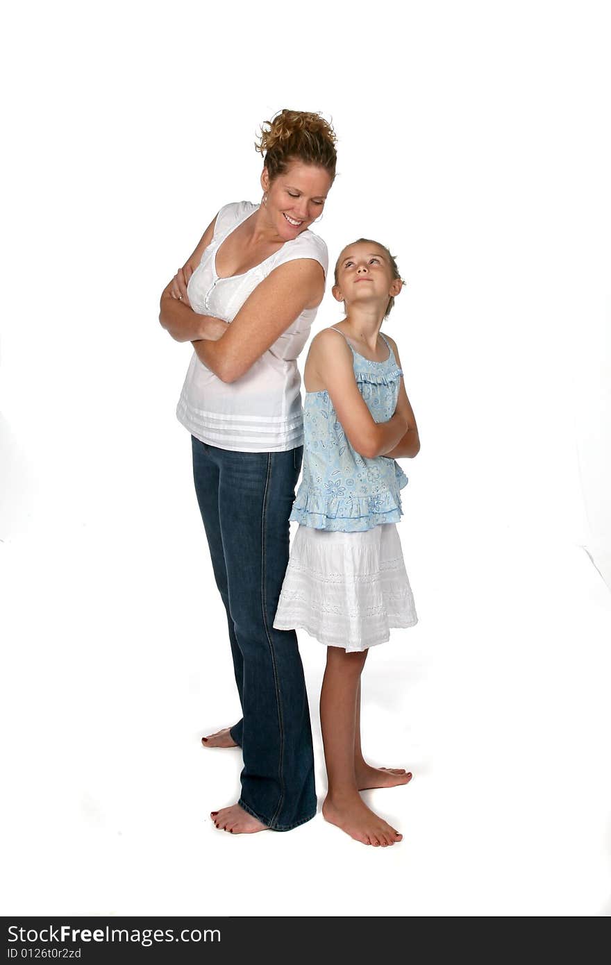 Mother and daughter smiling