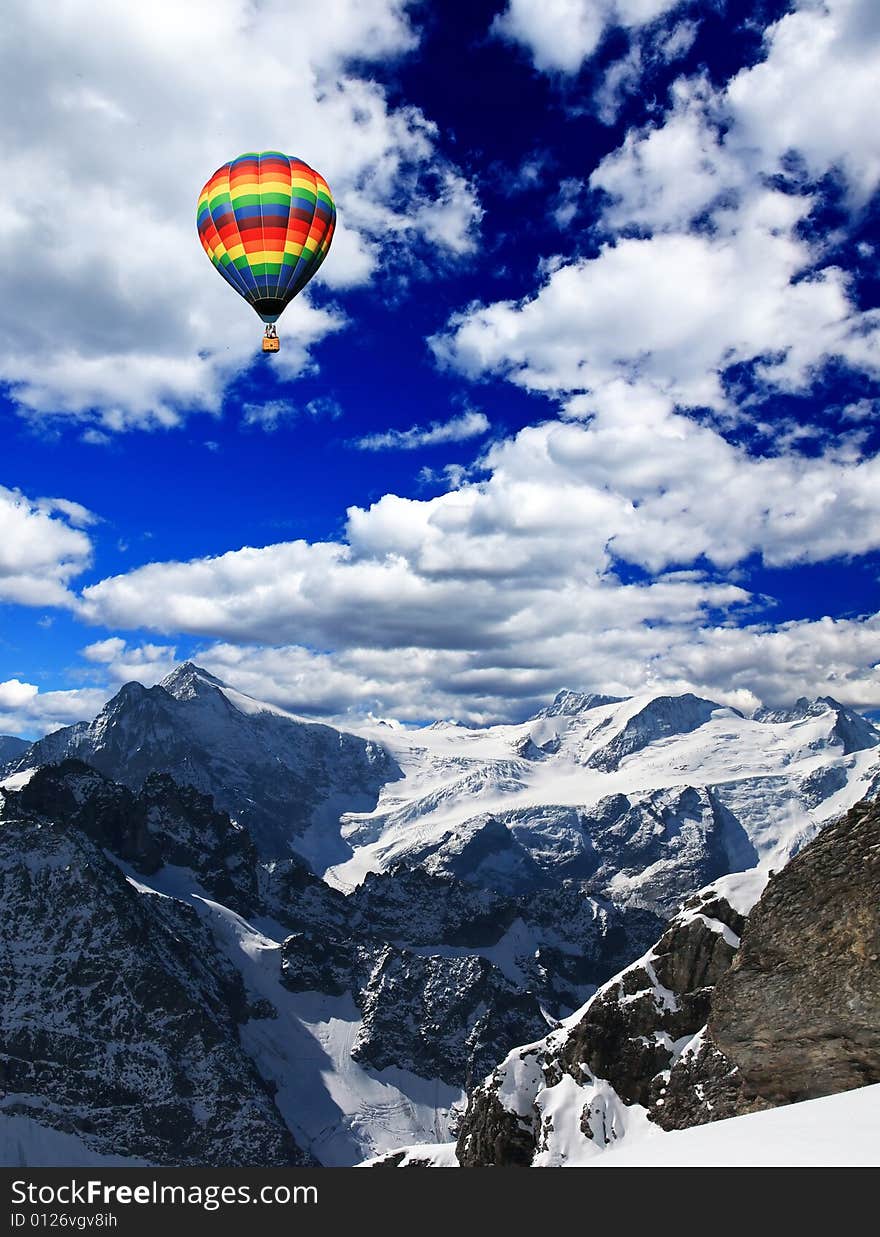 A scenery landscape of  snow mountains in Switzerland