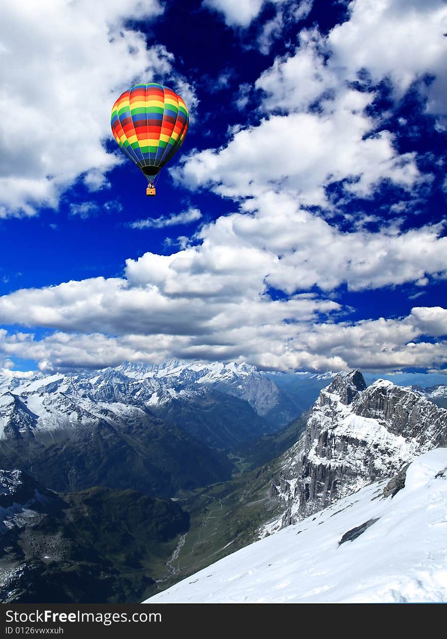 A scenery landscape of  snow mountains in Switzerland