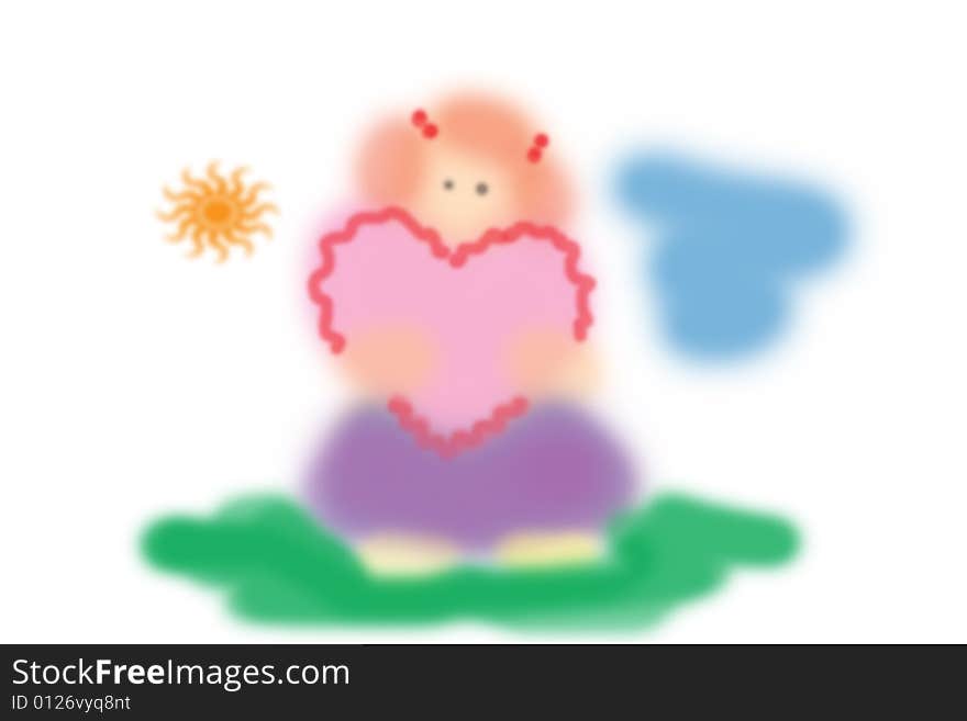 Little kid with heart illustration, blur story design