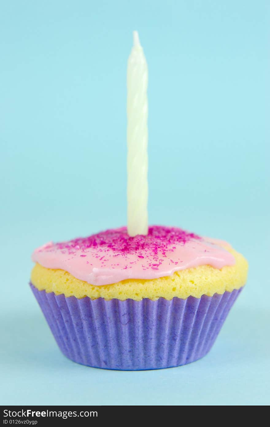 Cup cakes isolated against a blue background