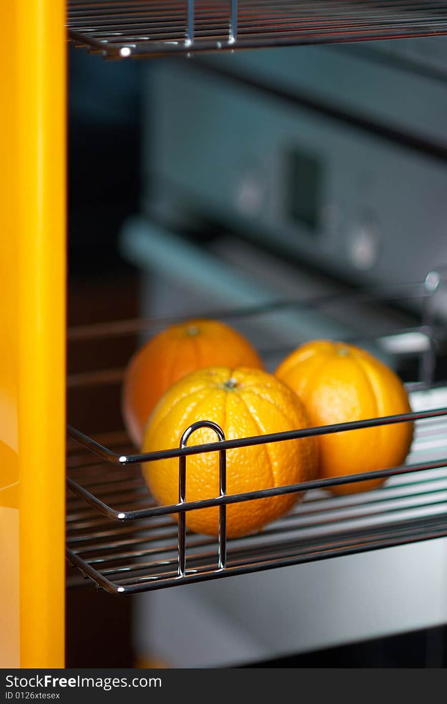 Orange In Kitchen In Fridge