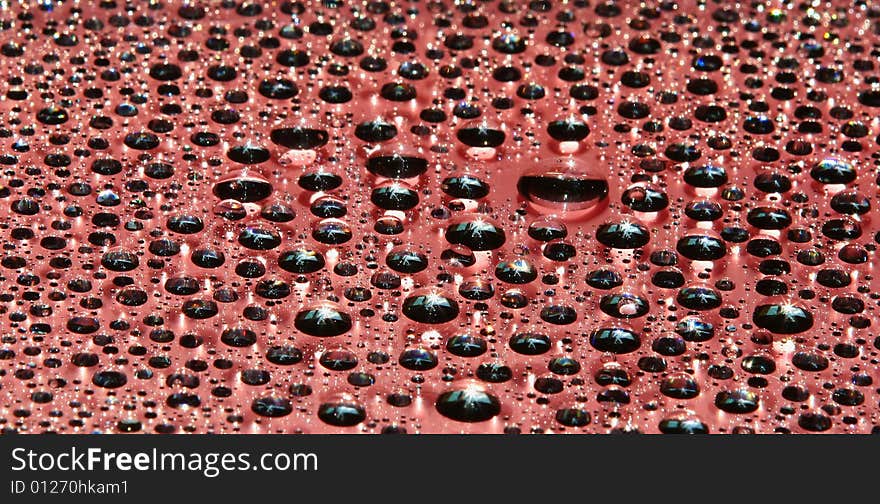 Water-drops on red