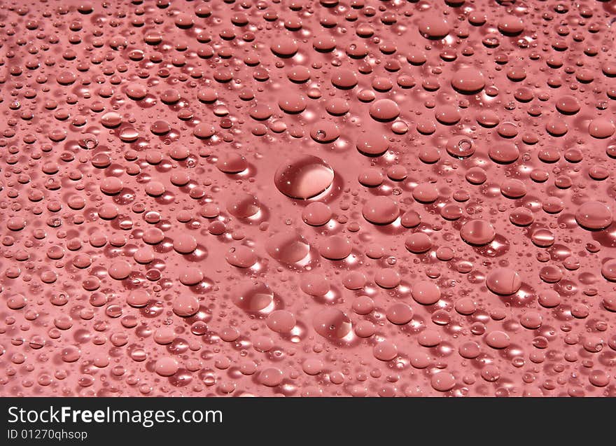 Water-drops on red