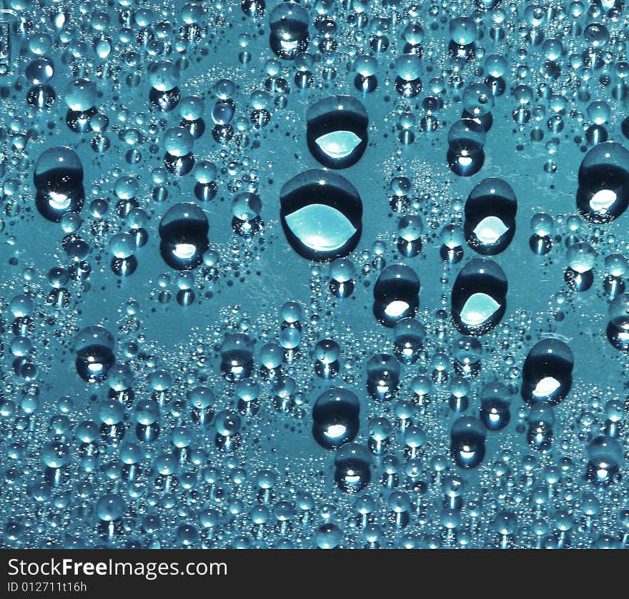 Water-drops on blue